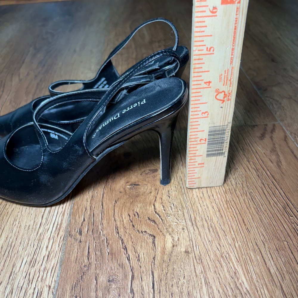 Pierre Dumas Max Black Pointed Toe Slingback Stiletto Pumps Heels 8M - Picture 3 of 10